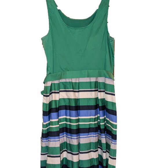 Banana Republic Green Blue and White Striped Dress Size 14 - Picture 2 of 4